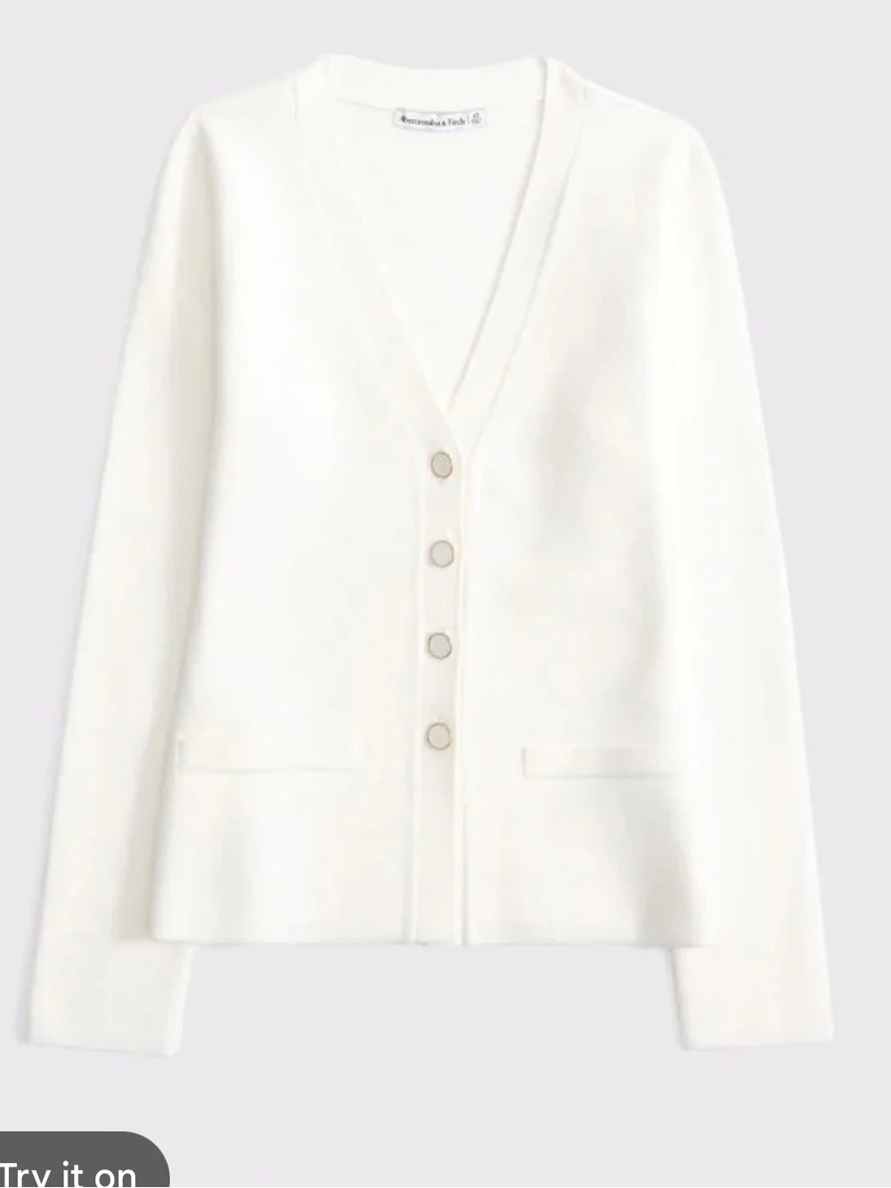 Abercrombie & Fitch Off-White V-Neck Button Front Cardigan